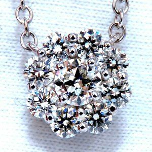 GIA Certified .48ct & 1.14ct Diamonds Cluster Necklace 14kt Snowflake*